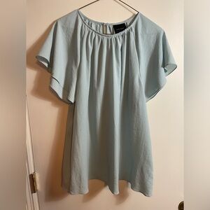 Alex Marie Women's Lightweight flutter sleeve scoop neck light Blue Blouse in M